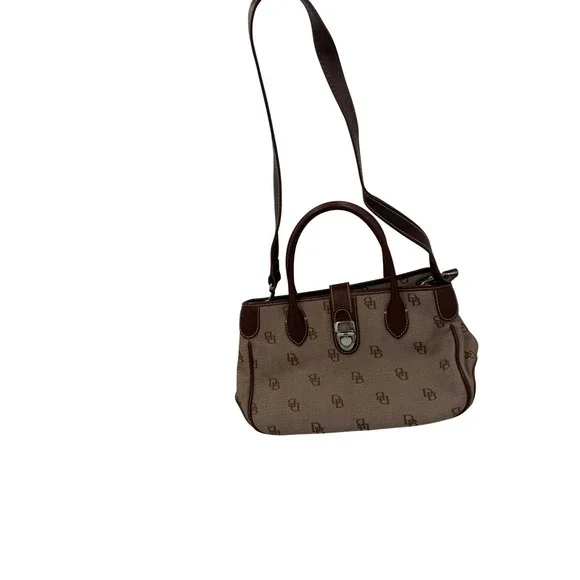 Dooney & Bourke Small Double Handle Tote Monogram Canvas Leather Brown HK51Q BN - Picture 10 of 12